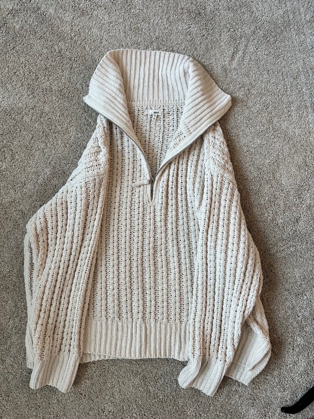 Aerie Chenille Knit Collared 1/4 Zip Sweater